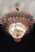 Art Vintage Palm Pink Triple Glass Chandelier
