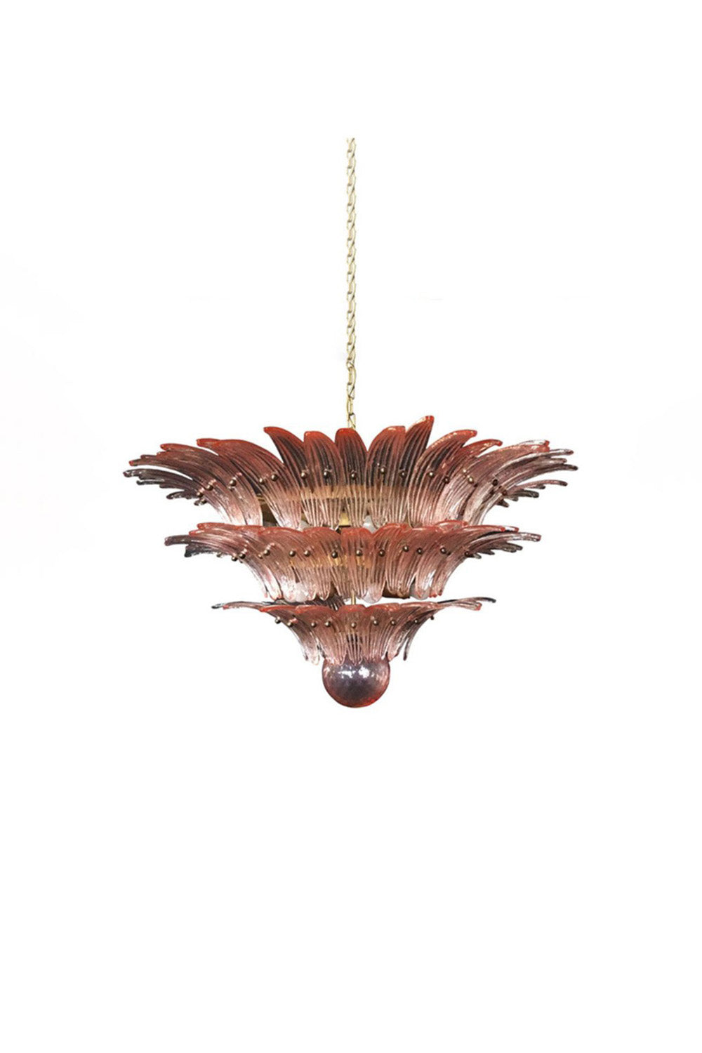 Art Vintage Palm Pink Triple Glass Chandelier