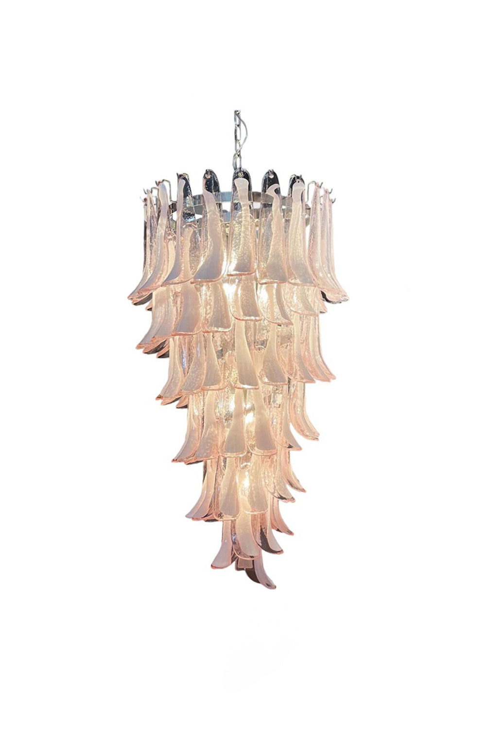 Italian Vintage Pink Spiral Art Chandelier