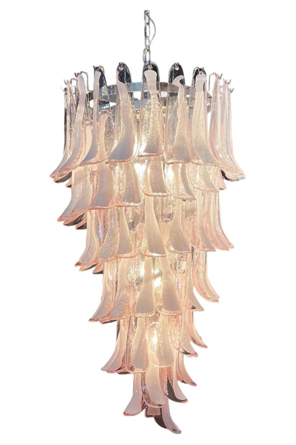 Italian Vintage Pink Spiral Art Chandelier