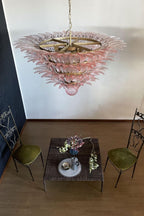 Art Four-tier pink glass palm leaf chandelier