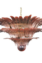Art Vintage Palm Pink Triple Glass Chandelier