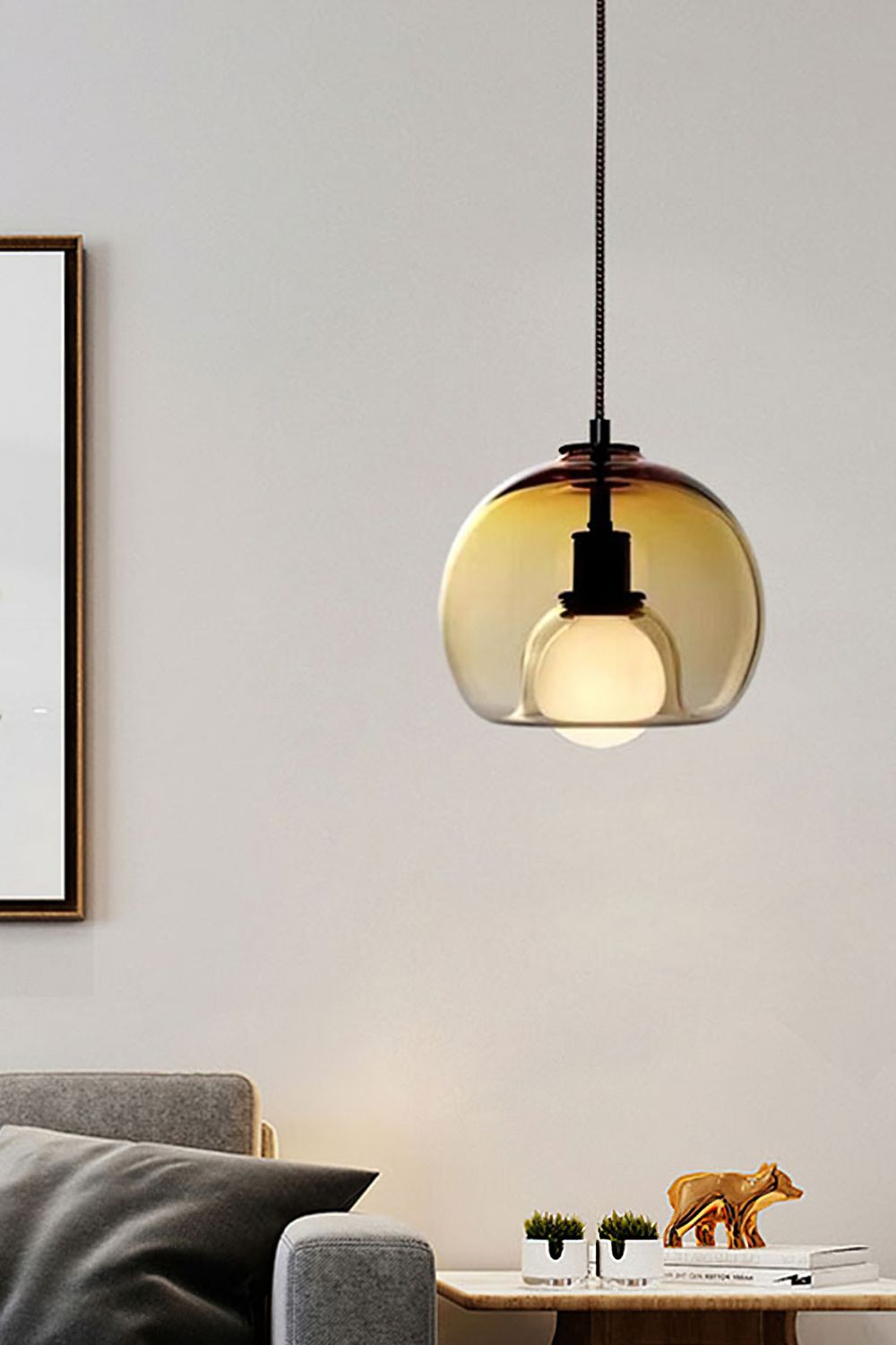 Semi Globe Electroplated Glass Pendant Lamp