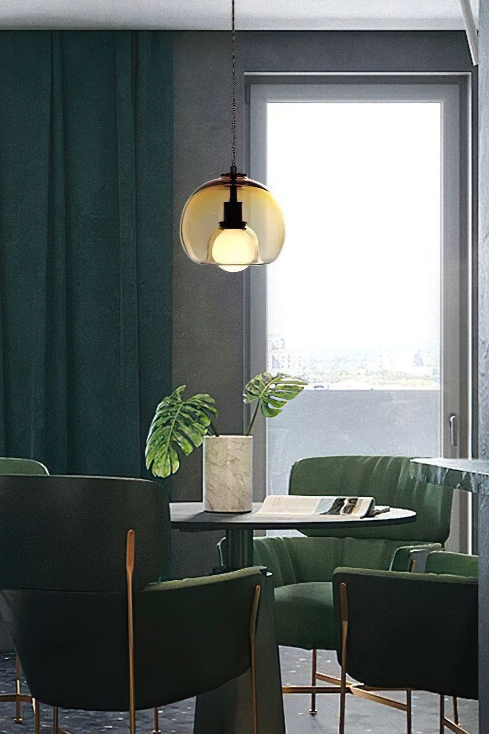 Semi Globe Electroplated Glass Pendant Lamp