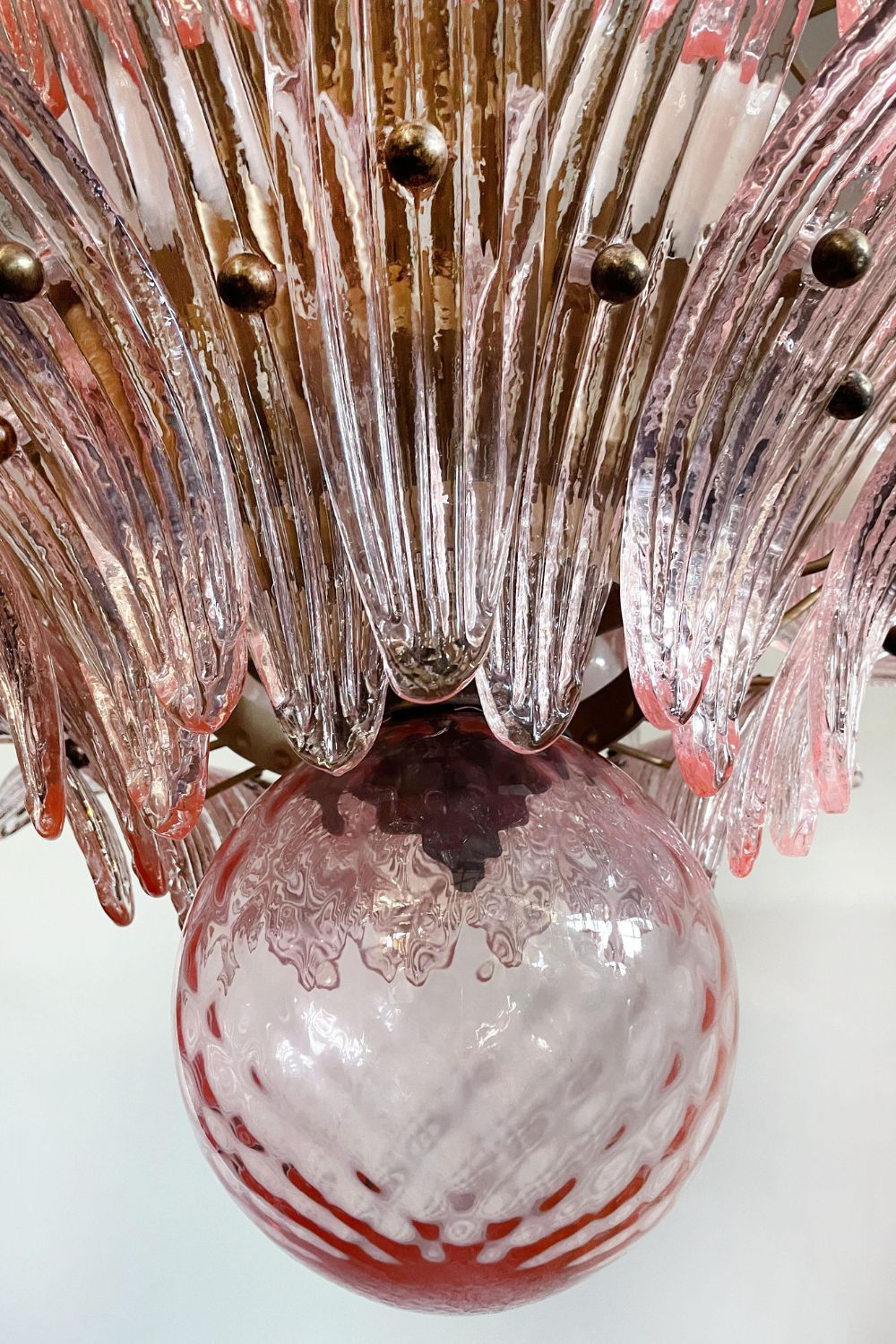 Art Four-tier pink glass palm leaf chandelier