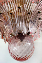 Art Four-tier pink glass palm leaf chandelier