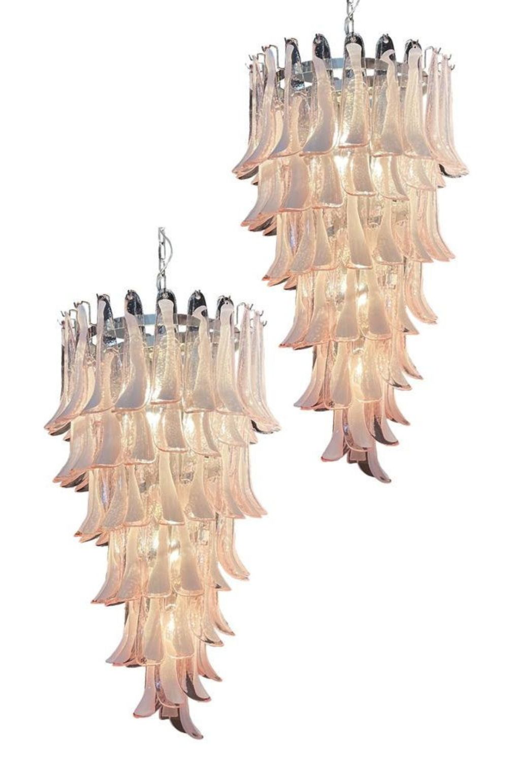Italian Vintage Pink Spiral Art Chandelier