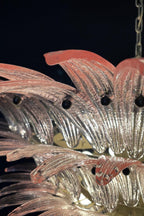 Art Four-tier pink glass palm leaf chandelier