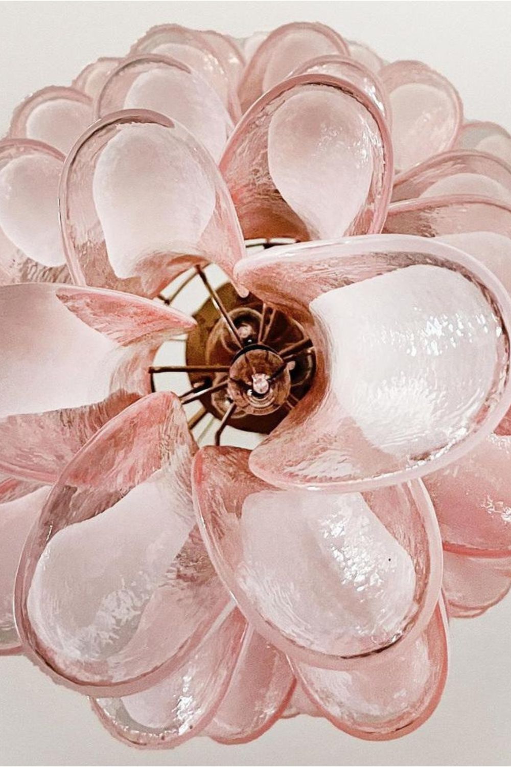 Italian Vintage Pink Spiral Art Chandelier