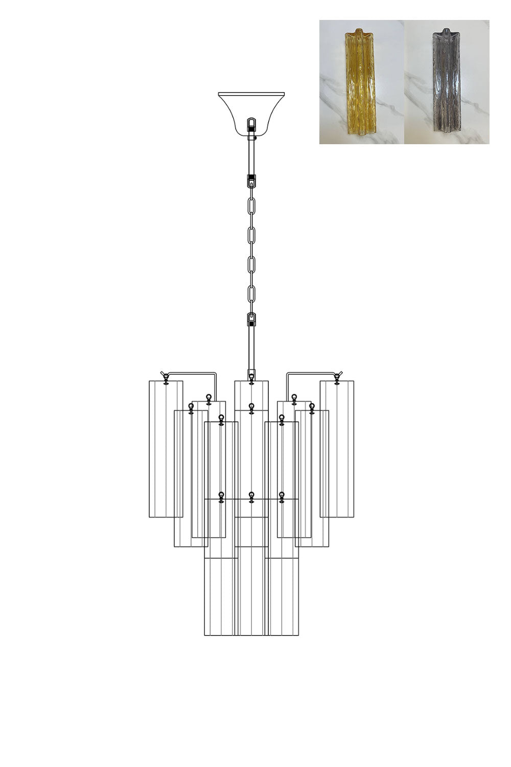 Art Glass Tronchi Chandelier