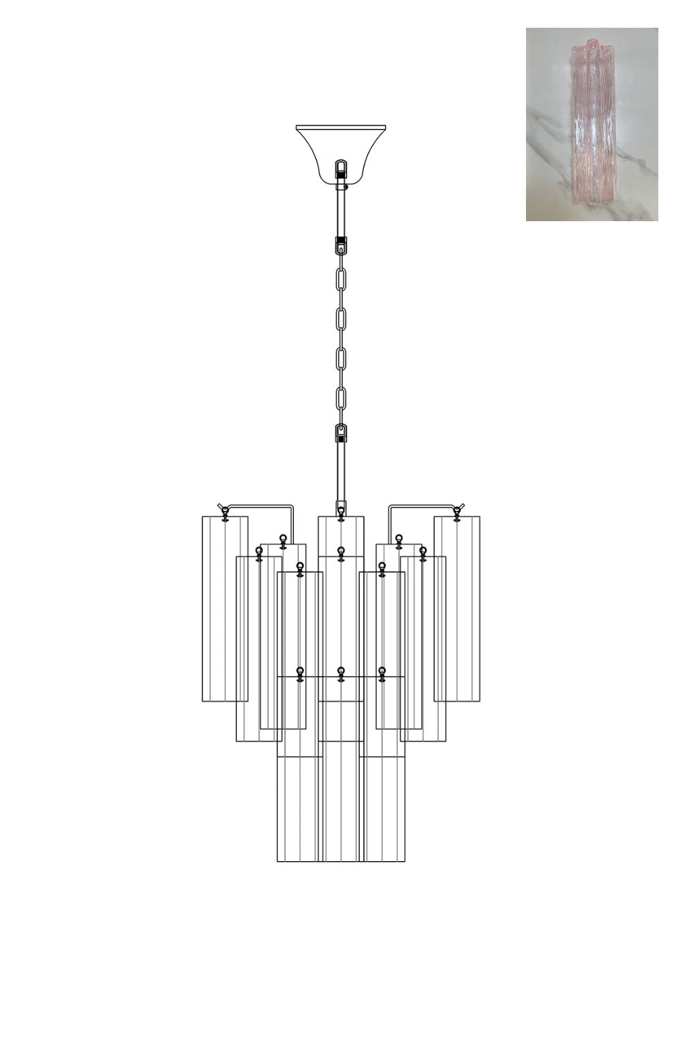 Art Glass Tronchi Chandelier