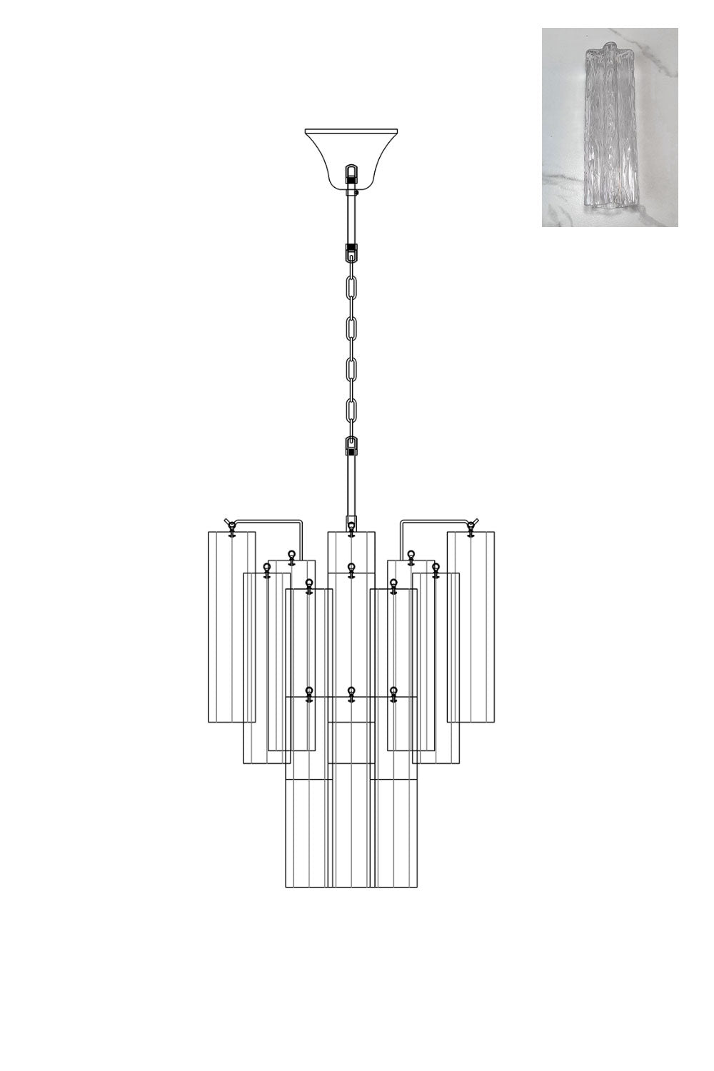 Art Glass Tronchi Chandelier