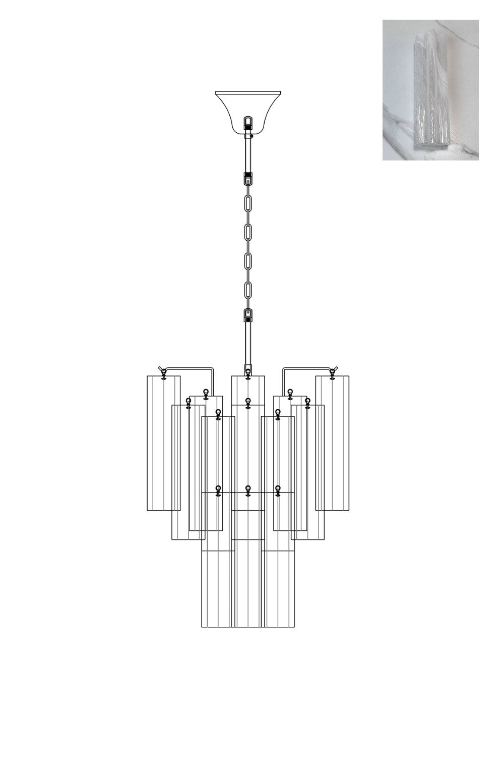Art Glass Tronchi Chandelier