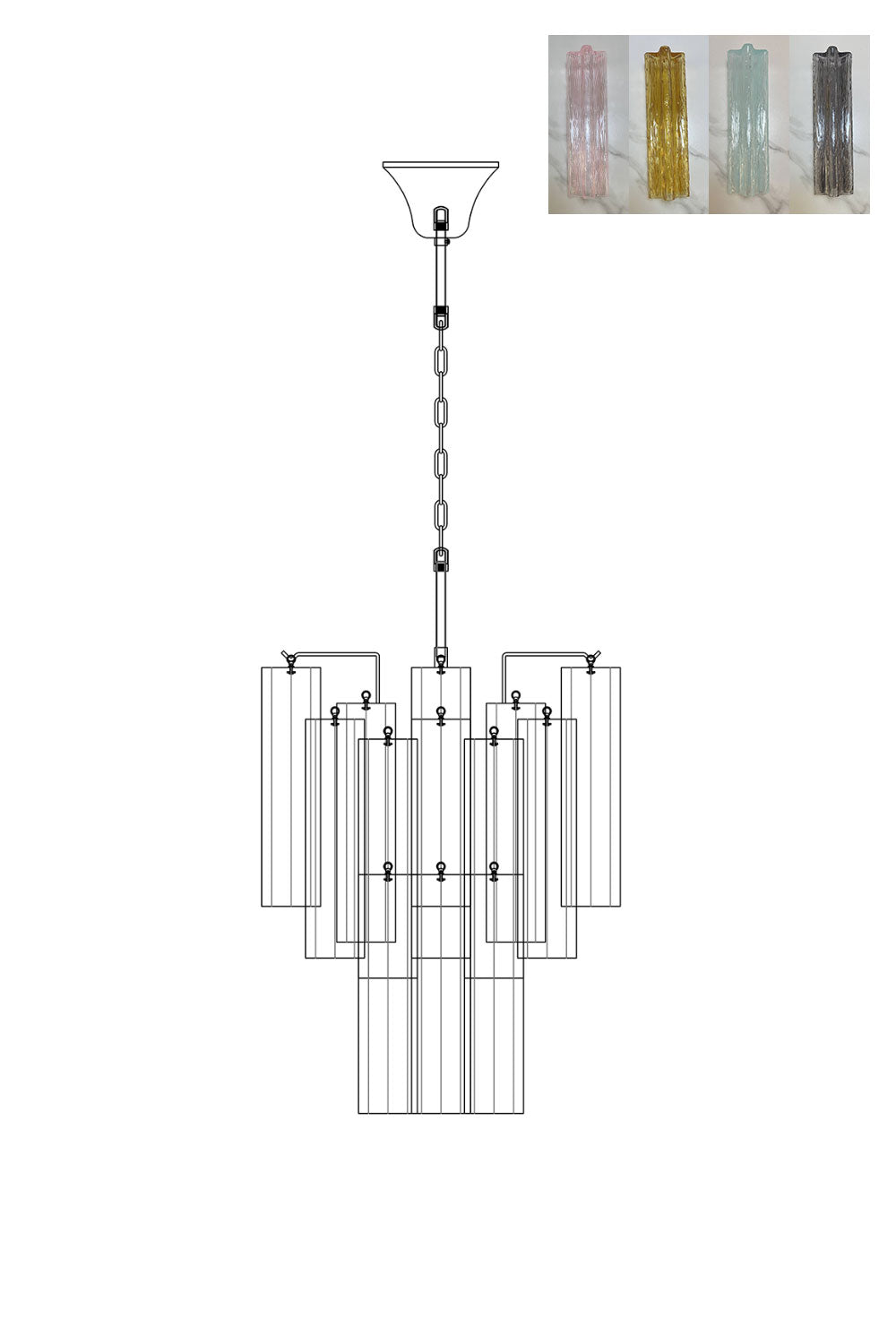 Art Glass Tronchi Chandelier