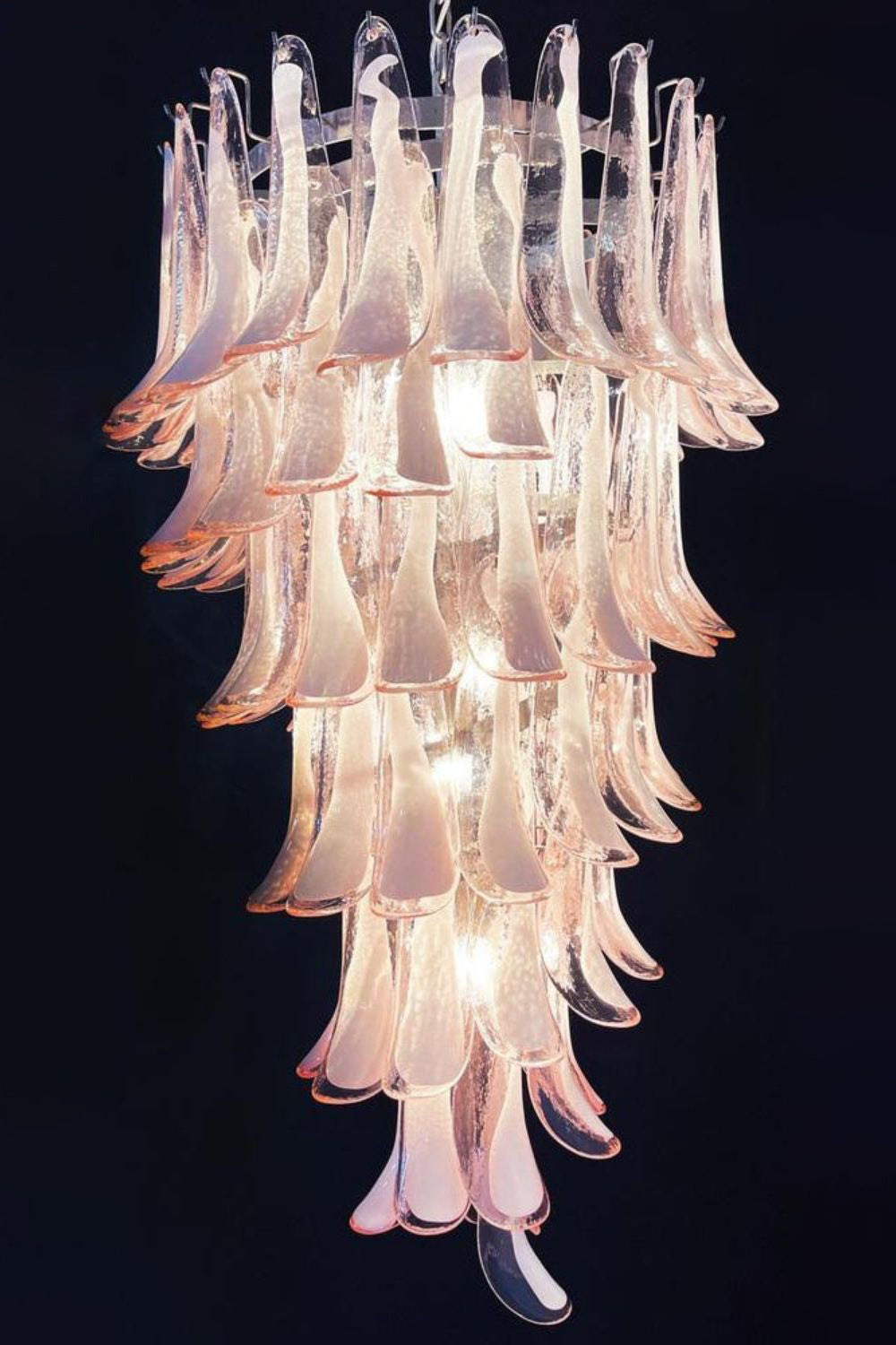 Italian Vintage Pink Spiral Art Chandelier