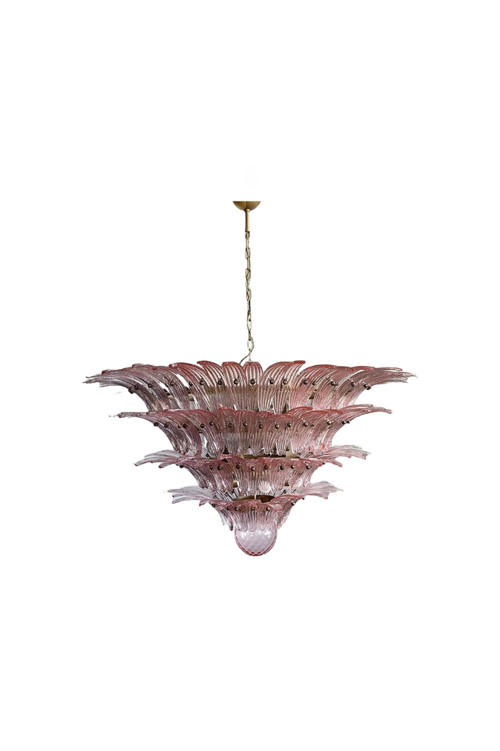 Art Four-tier pink glass palm leaf chandelier