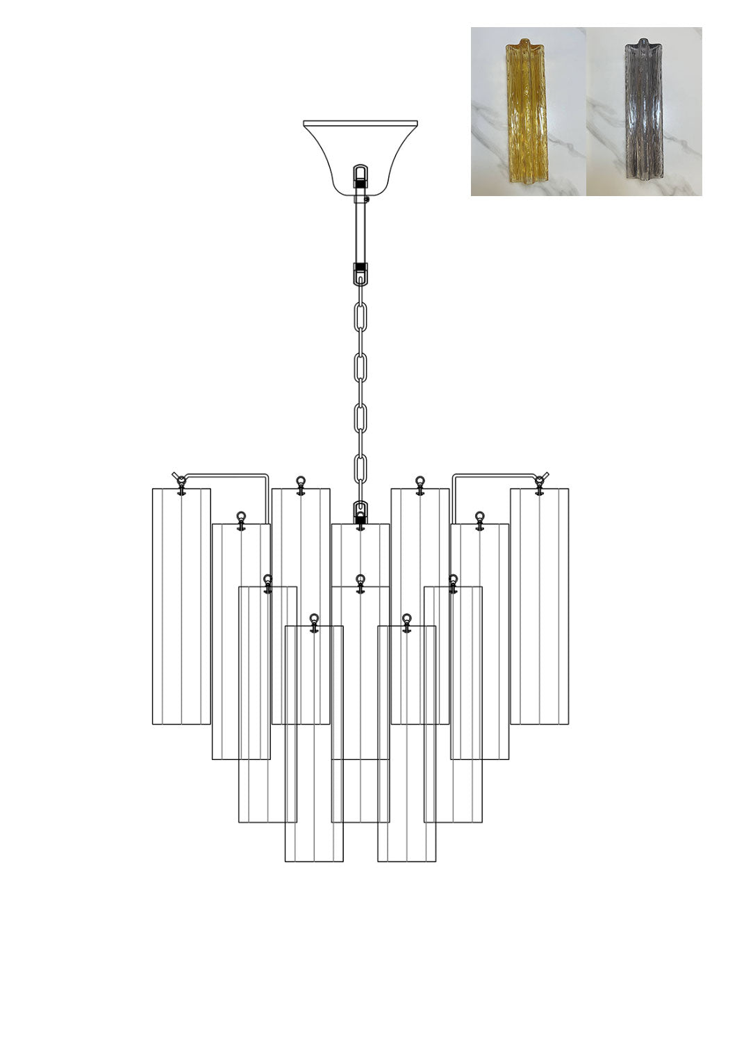 Art Glass Tronchi Chandelier