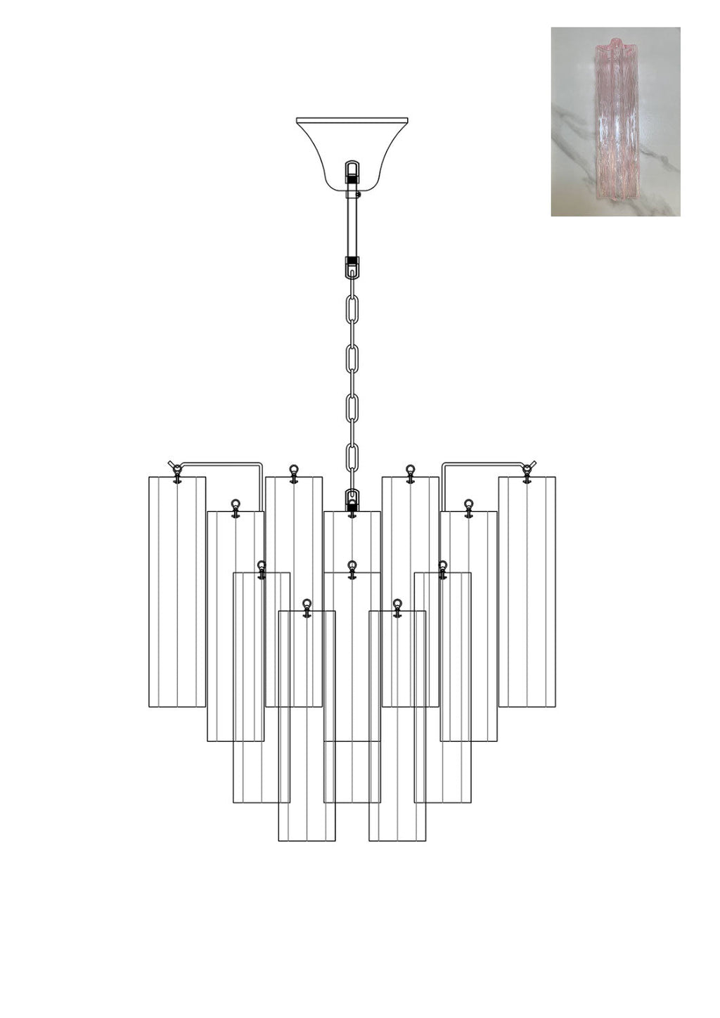 Art Glass Tronchi Chandelier