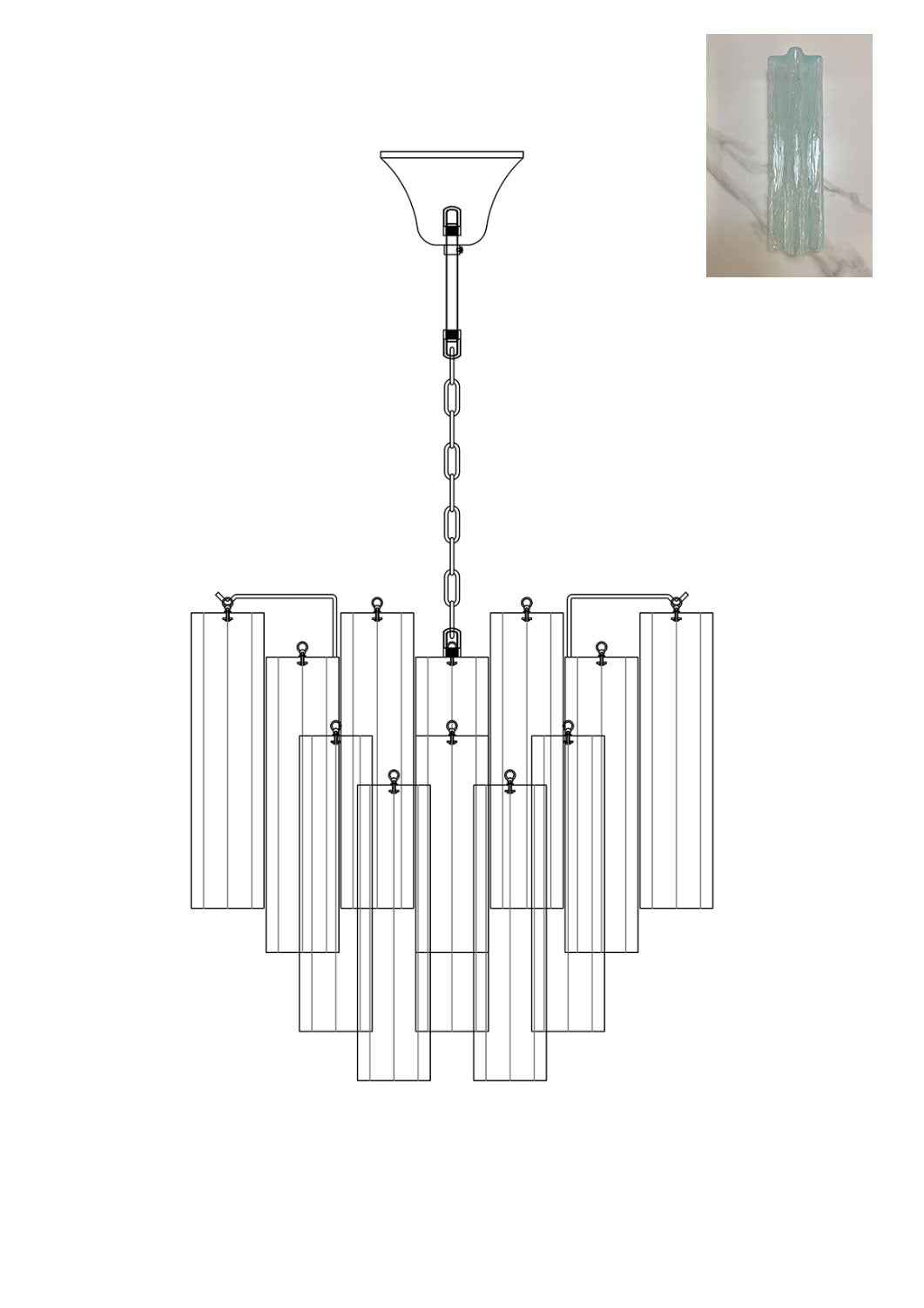 Art Glass Tronchi Chandelier