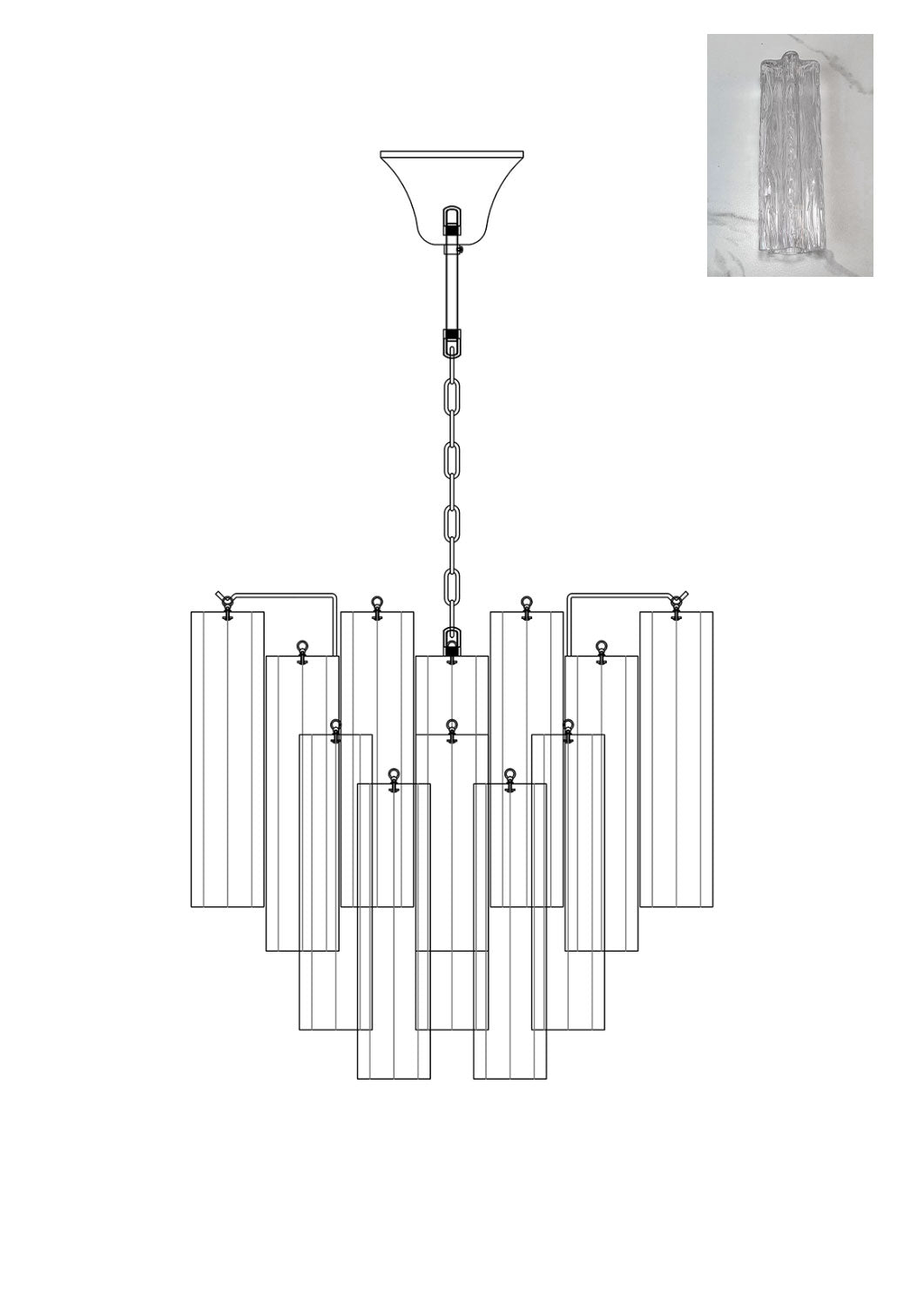 Art Glass Tronchi Chandelier