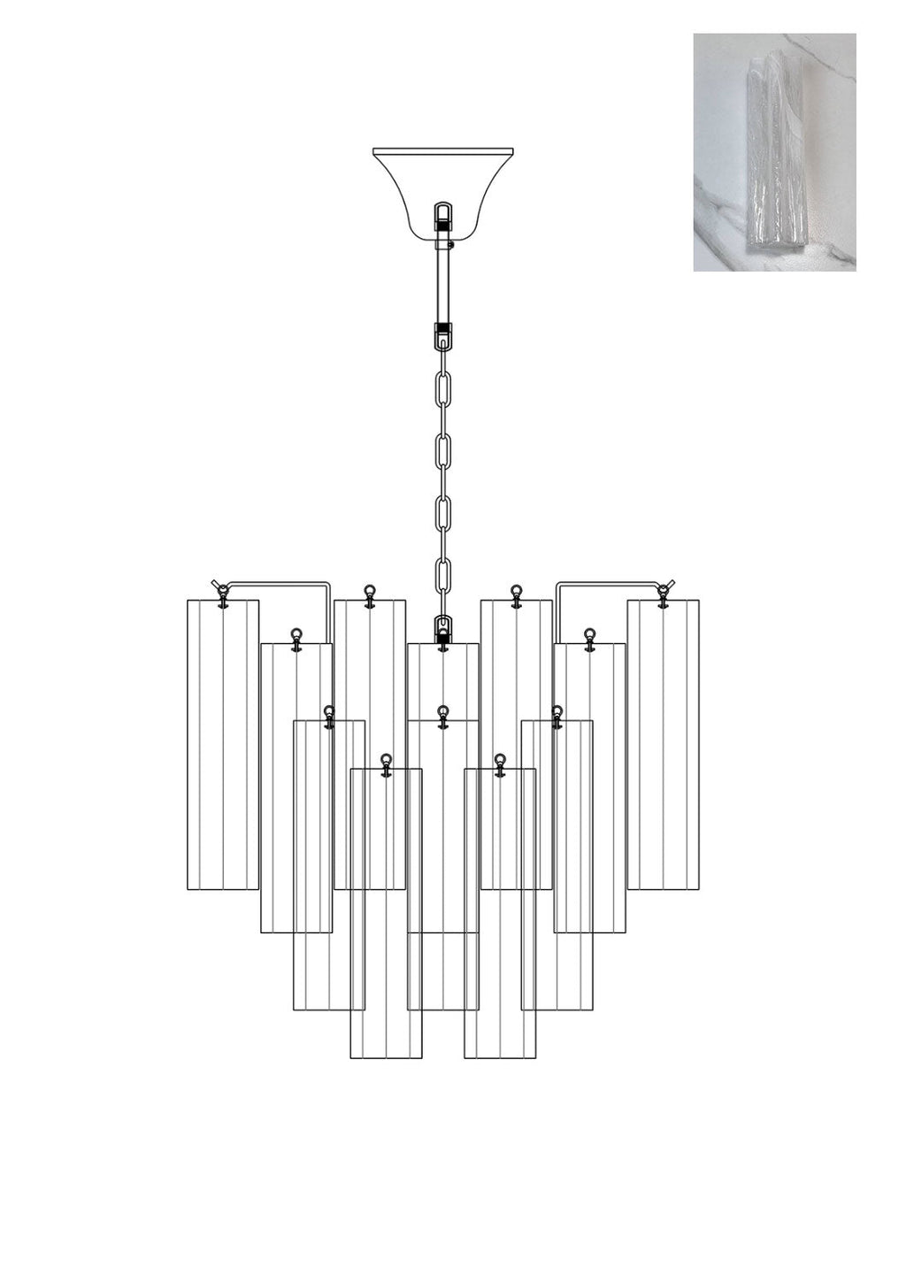Art Glass Tronchi Chandelier