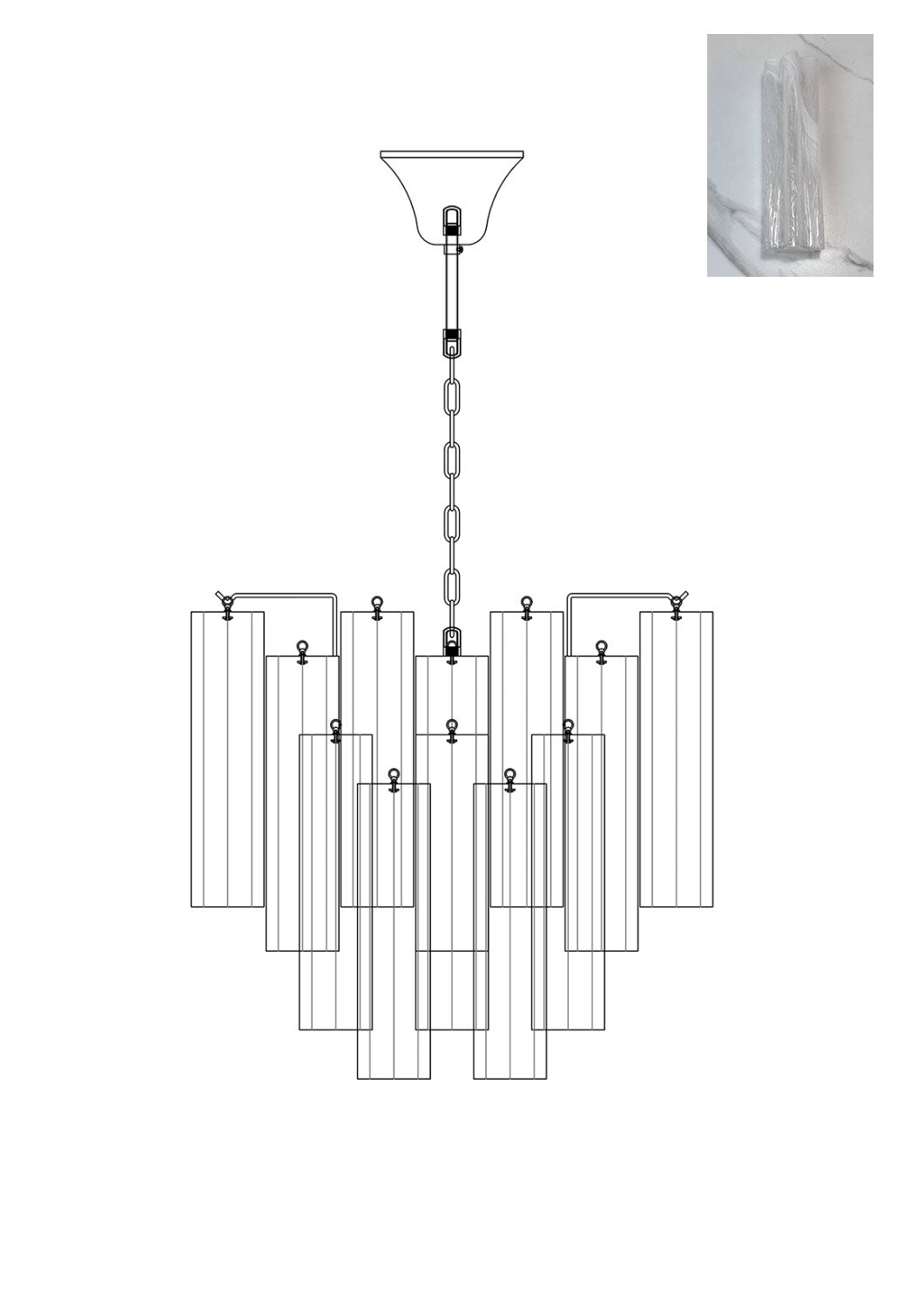 Art Glass Tronchi Chandelier