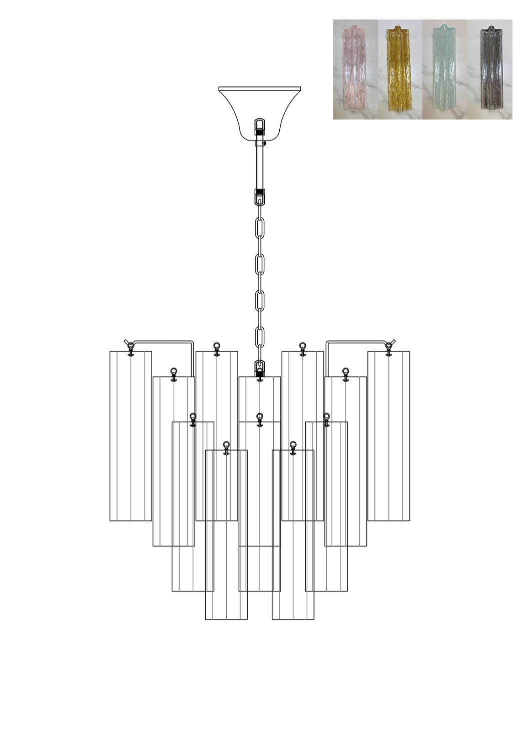 Art Glass Tronchi Chandelier