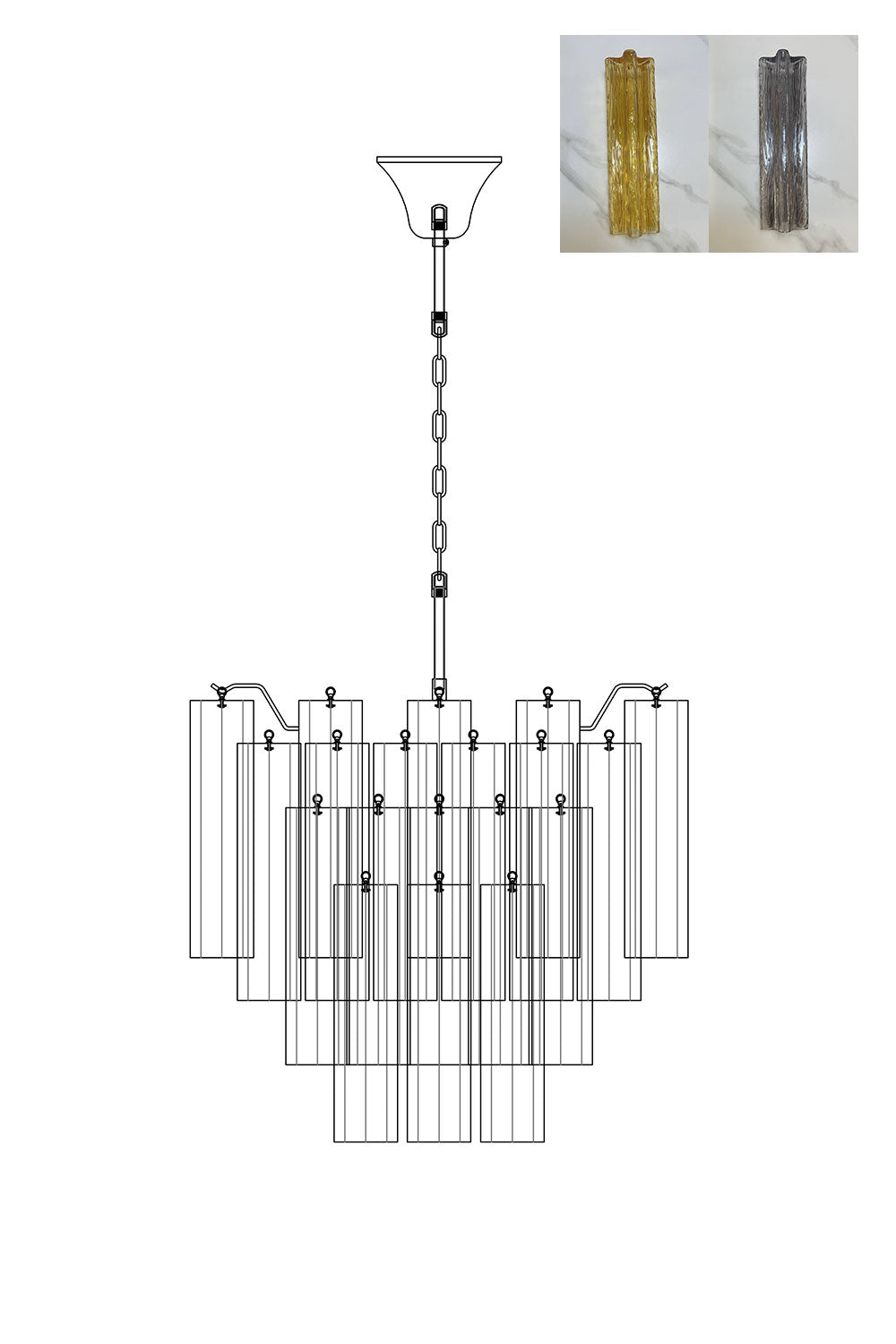 Art Glass Tronchi Chandelier