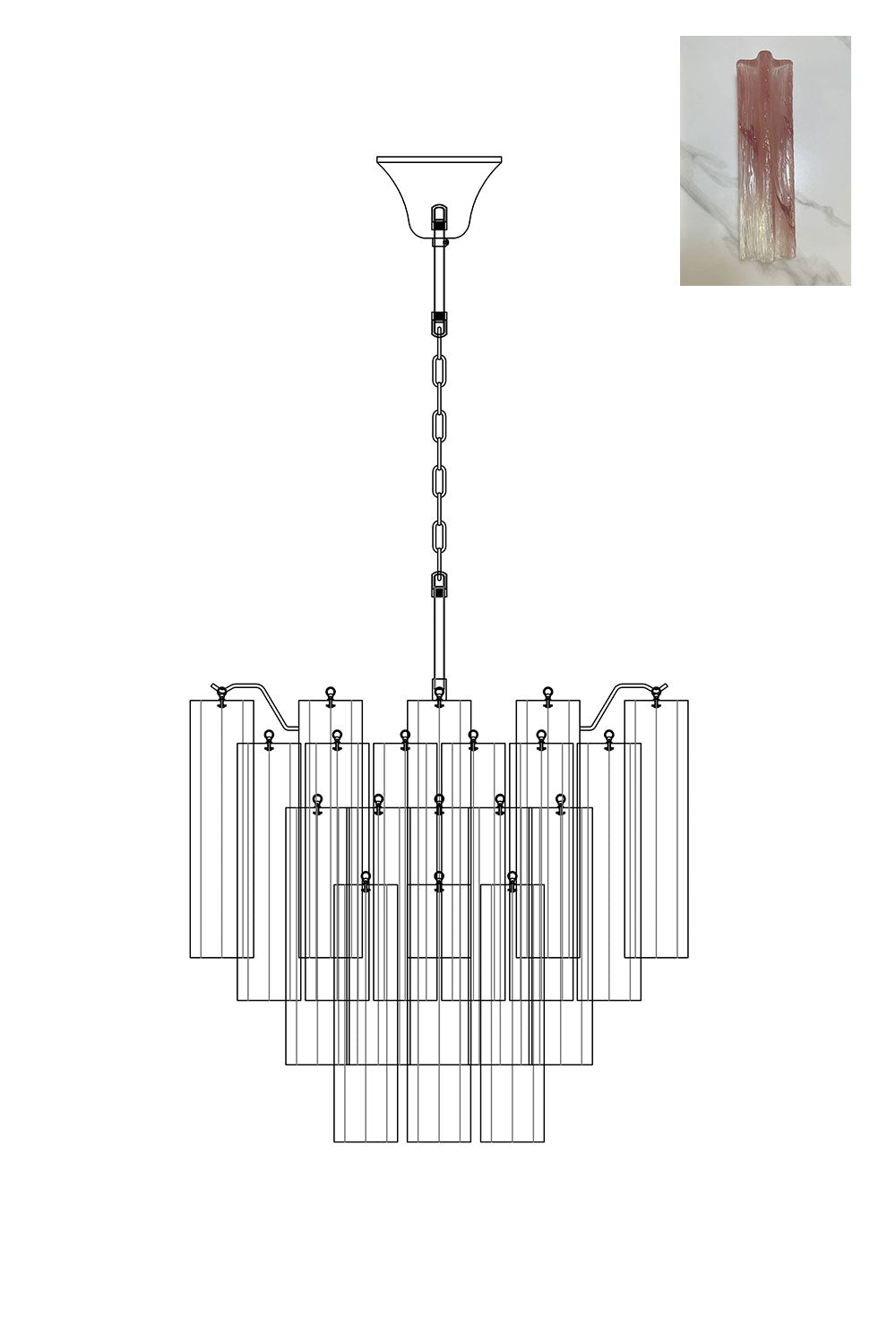 Art Glass Tronchi Chandelier