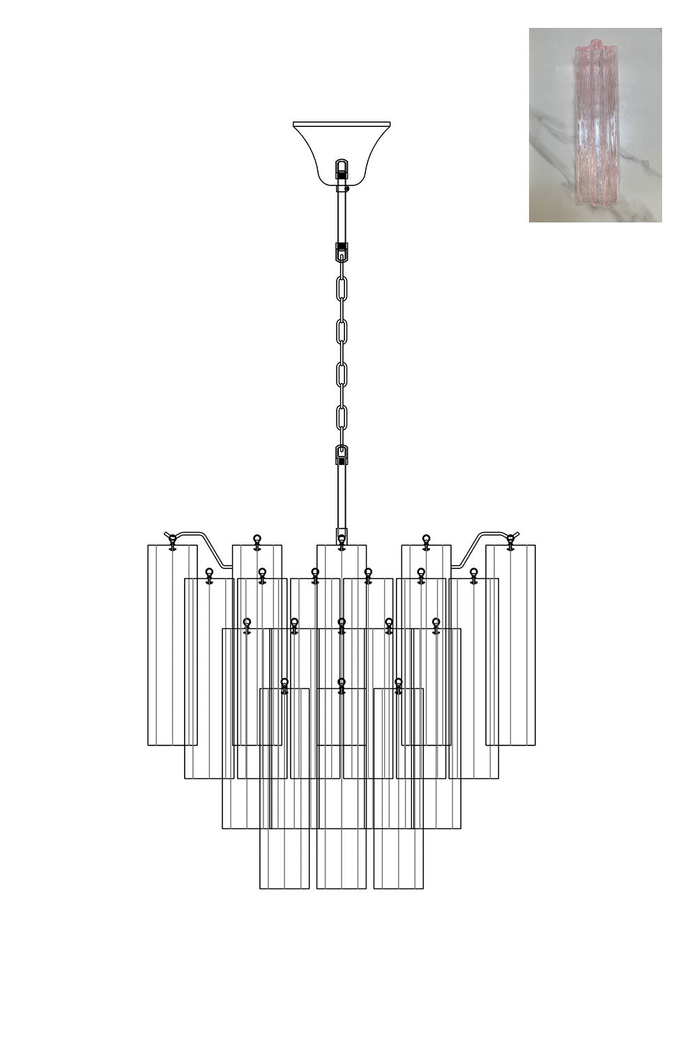 Art Glass Tronchi Chandelier