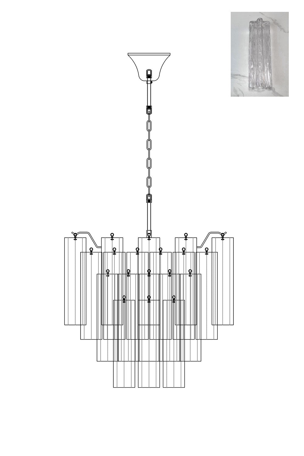Art Glass Tronchi Chandelier
