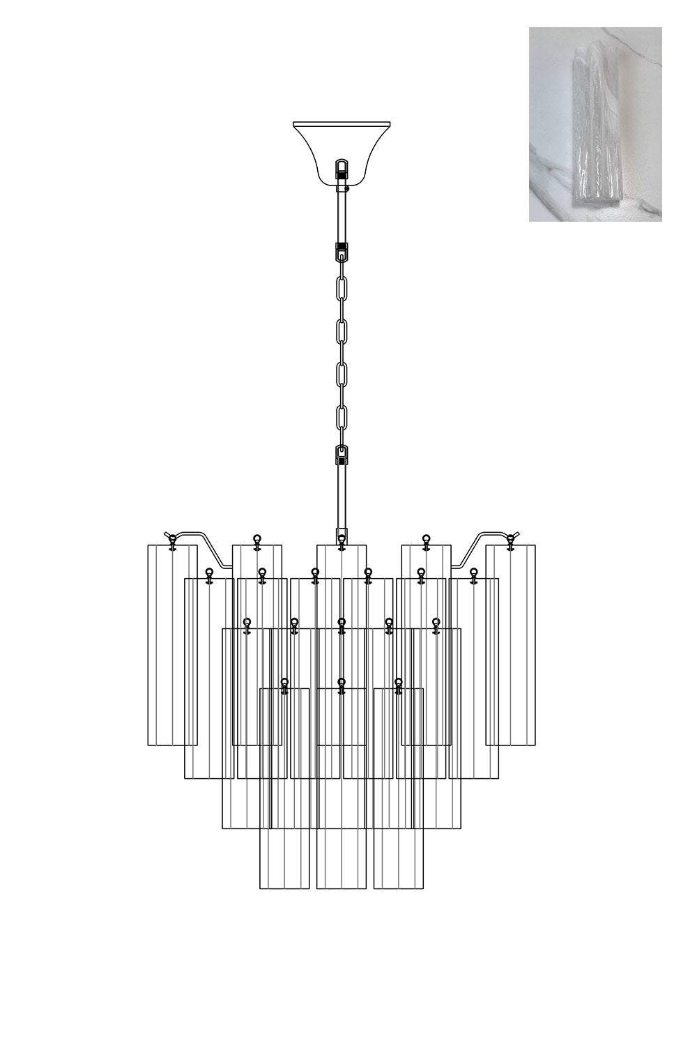Art Glass Tronchi Chandelier