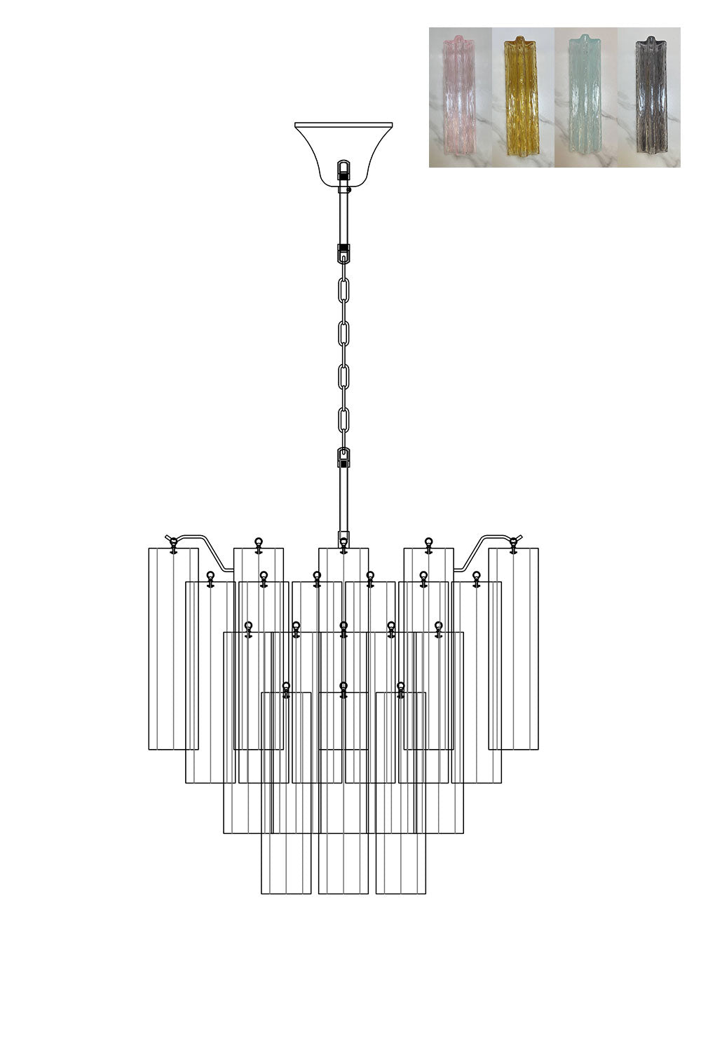Art Glass Tronchi Chandelier