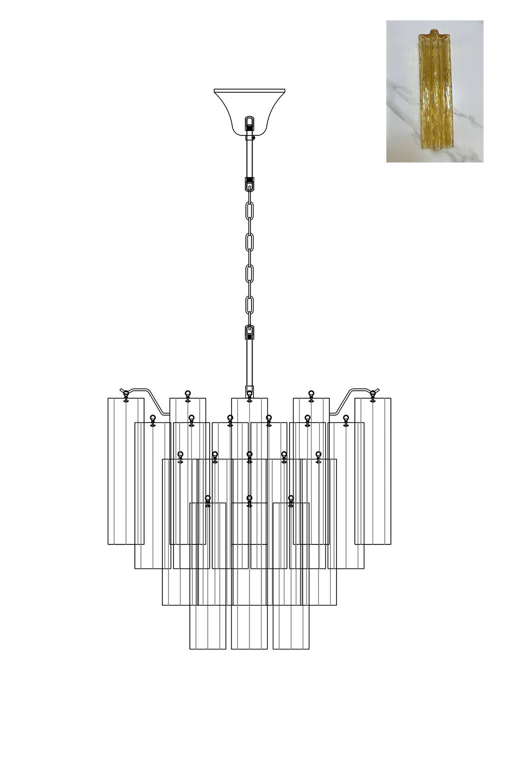 Art Glass Tronchi Chandelier