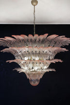 Art Four-tier pink glass palm leaf chandelier