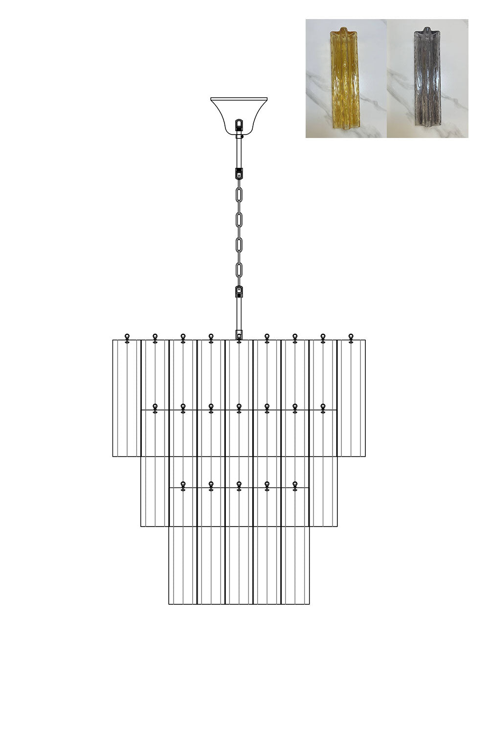 Art Glass Tronchi Chandelier