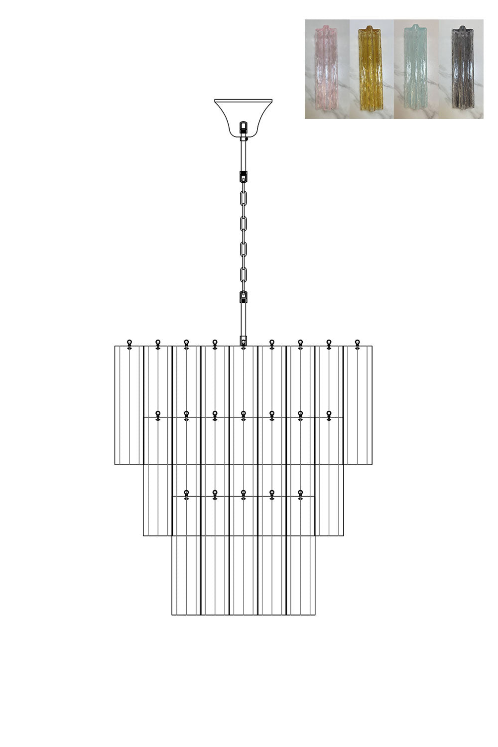 Art Glass Tronchi Chandelier