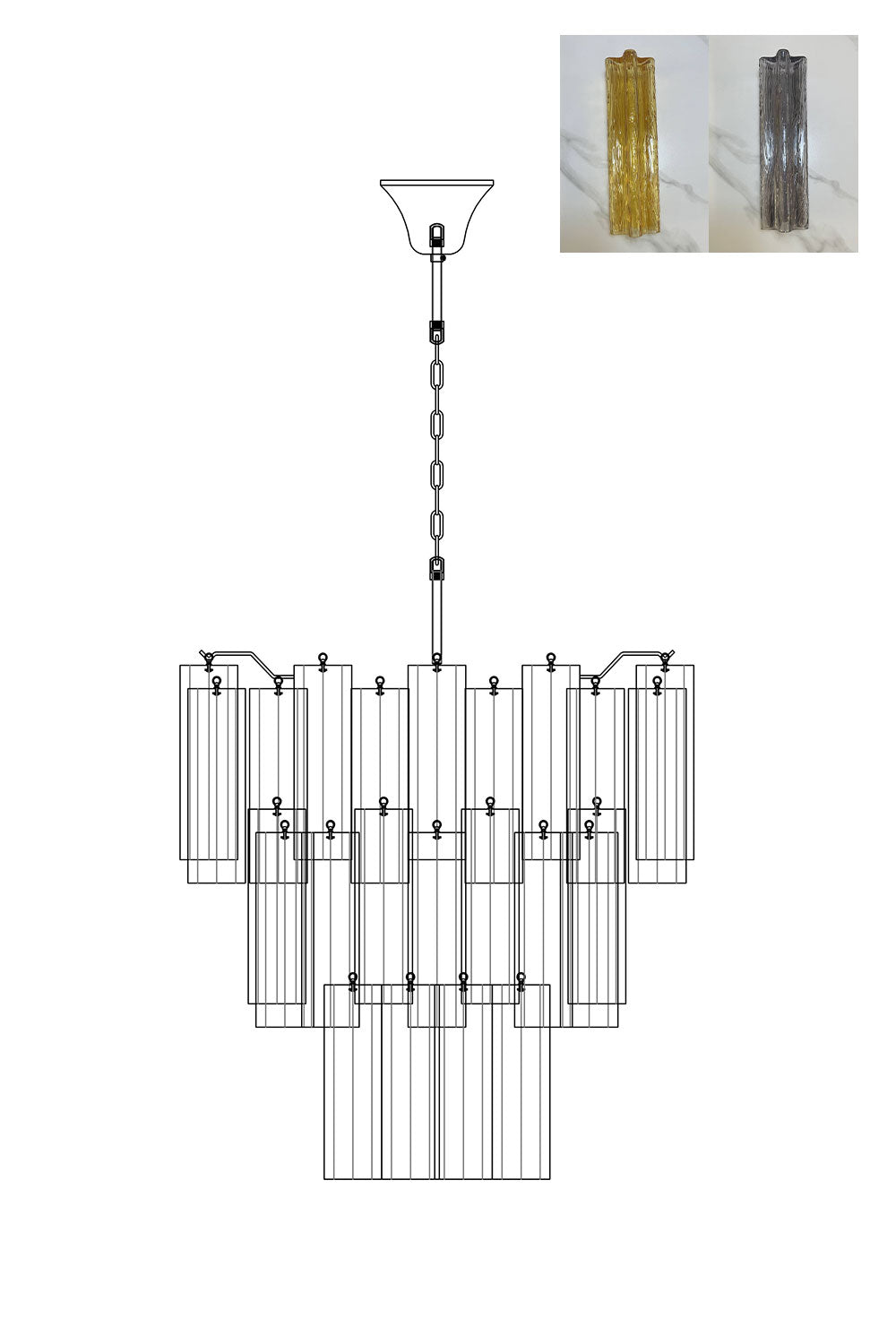 Art Glass Tronchi Chandelier