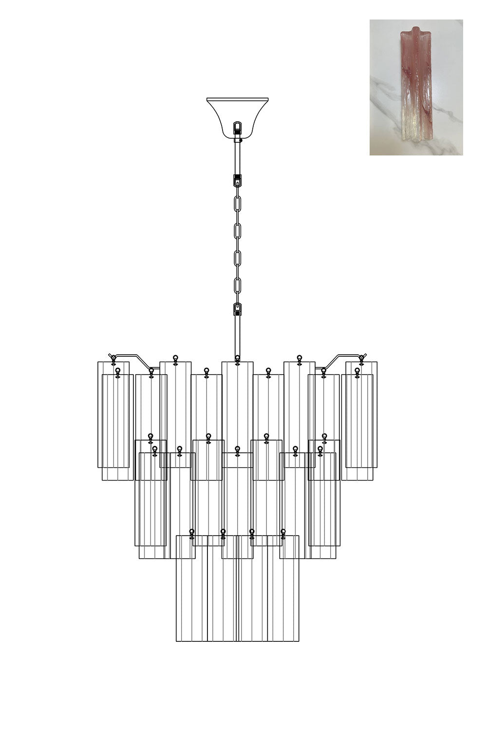 Art Glass Tronchi Chandelier
