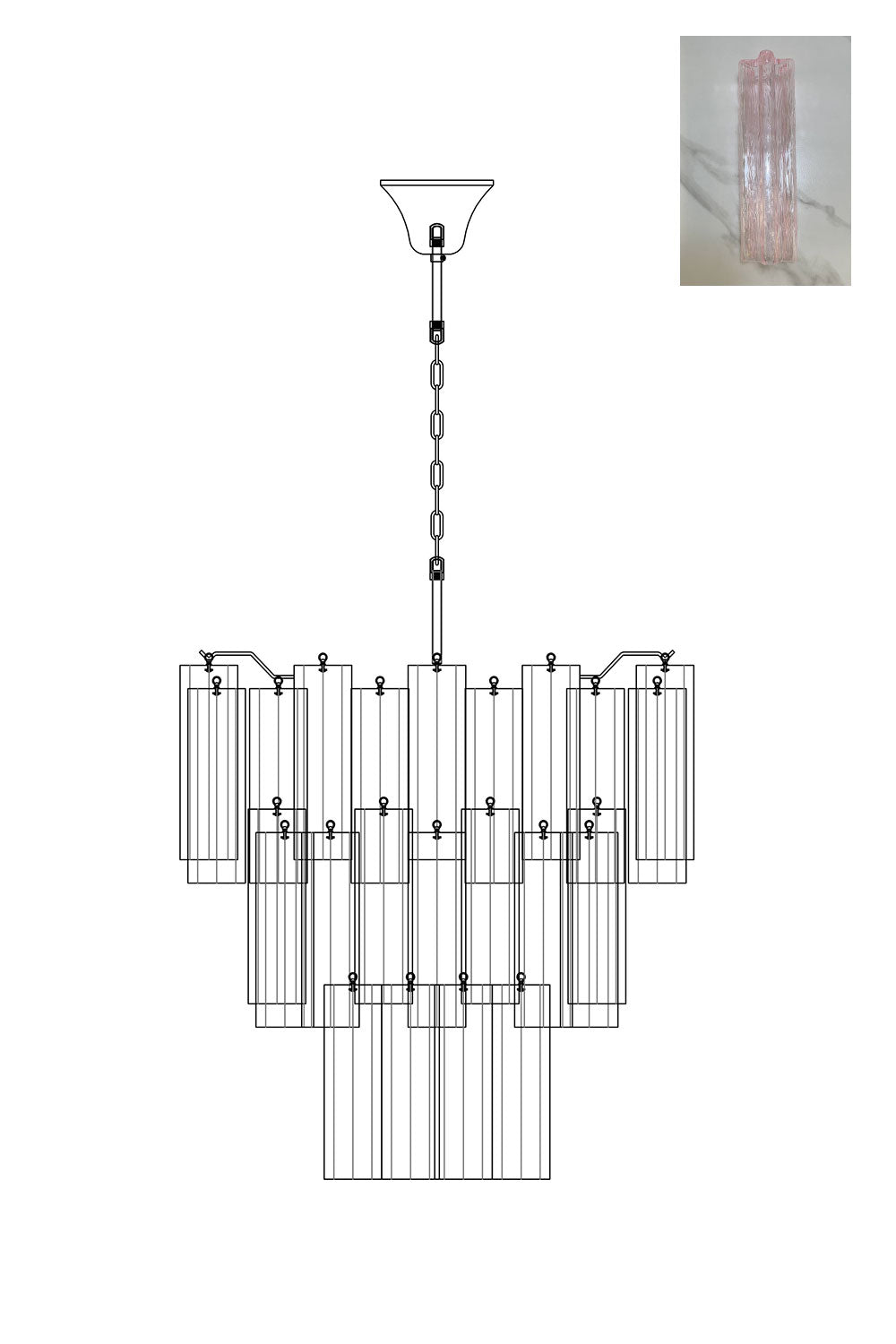 Art Glass Tronchi Chandelier