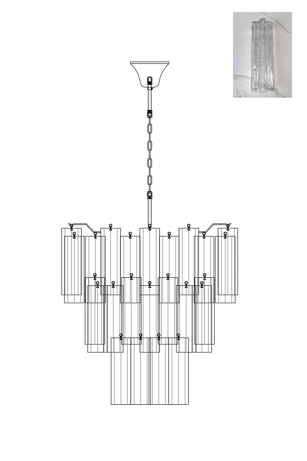 Art Glass Tronchi Chandelier