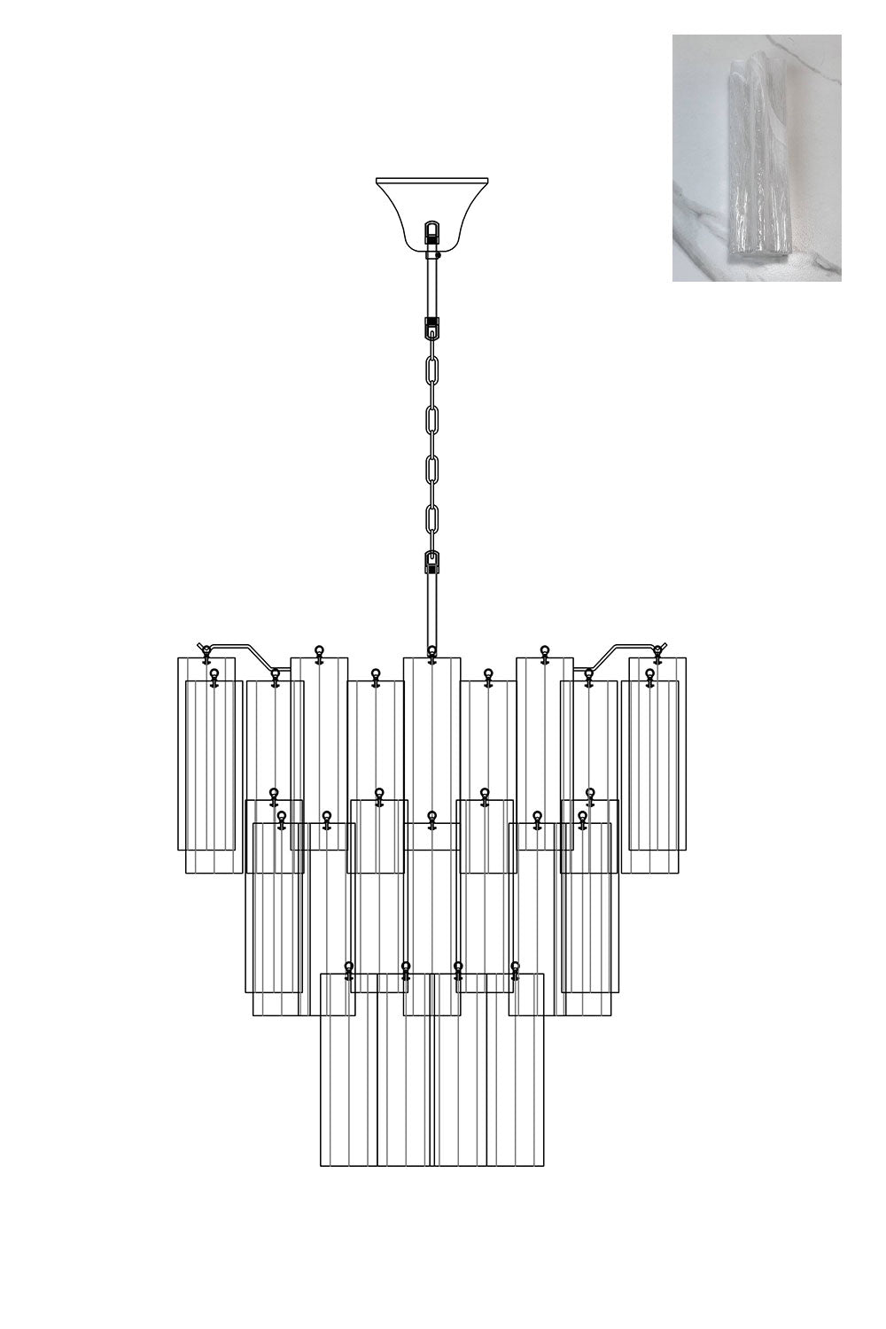 Art Glass Tronchi Chandelier