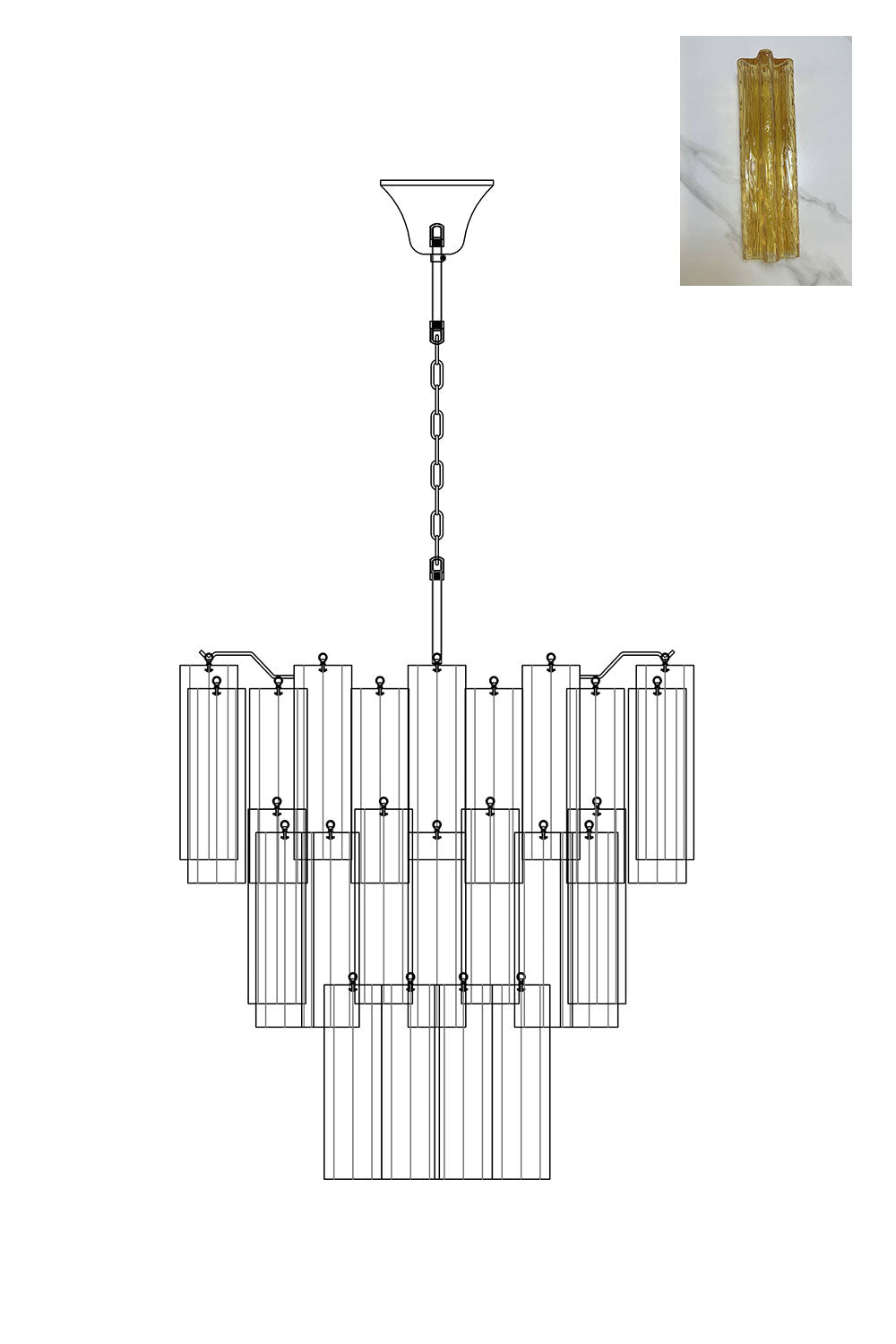 Art Glass Tronchi Chandelier