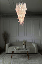Italian Vintage Pink Spiral Art Chandelier