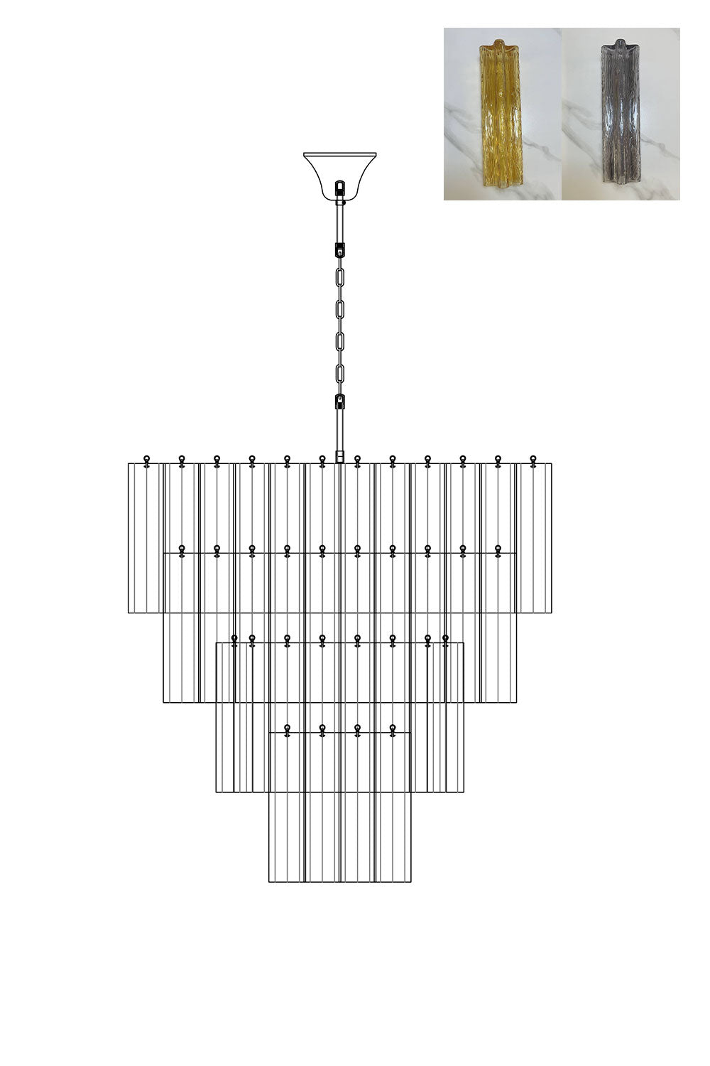 Art Glass Tronchi Chandelier
