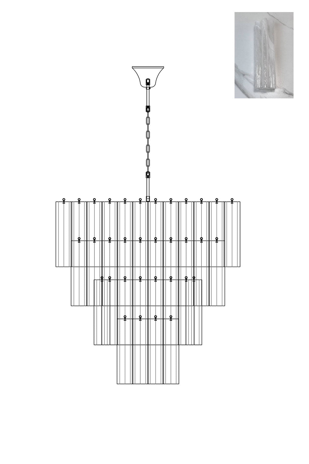 Art Glass Tronchi Chandelier