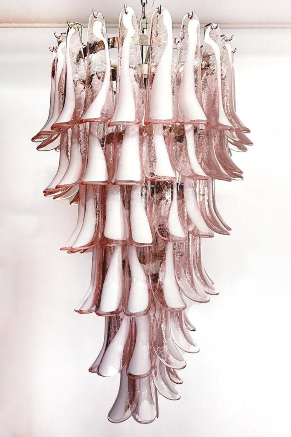 Italian Vintage Pink Spiral Art Chandelier