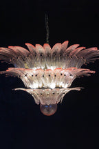 Art Vintage Palm Pink Triple Glass Chandelier
