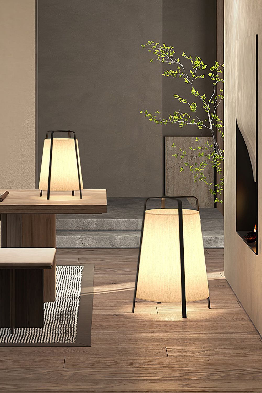 Washi Paper cylinder Table Lamp