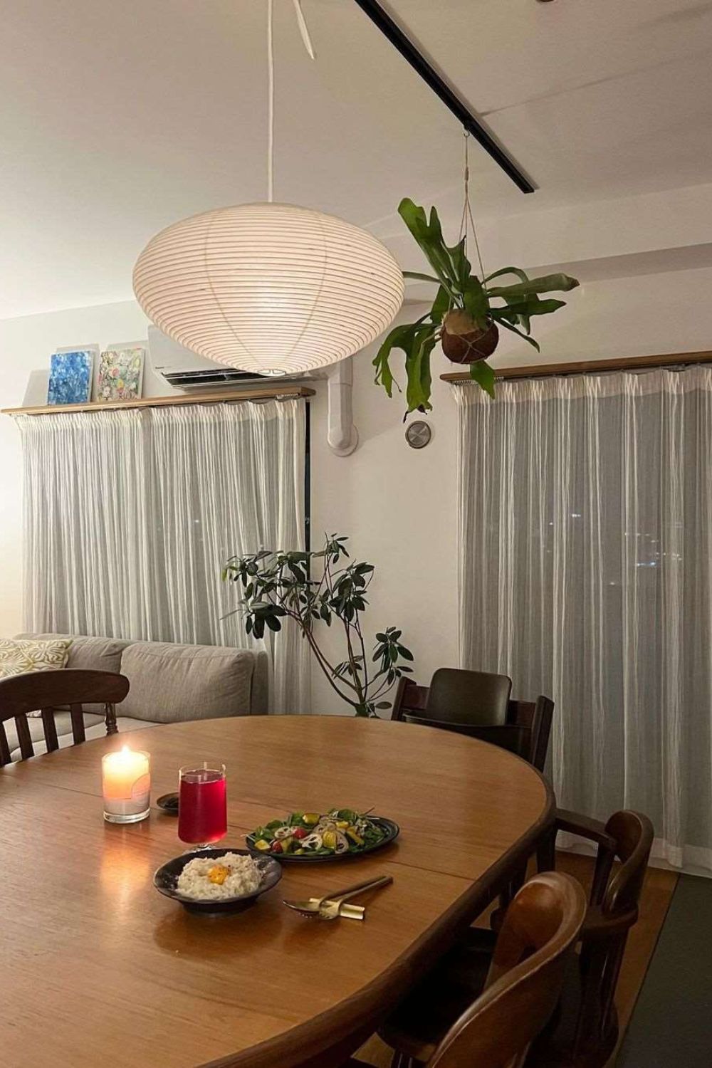 Washi Paper Oval Pendant Light